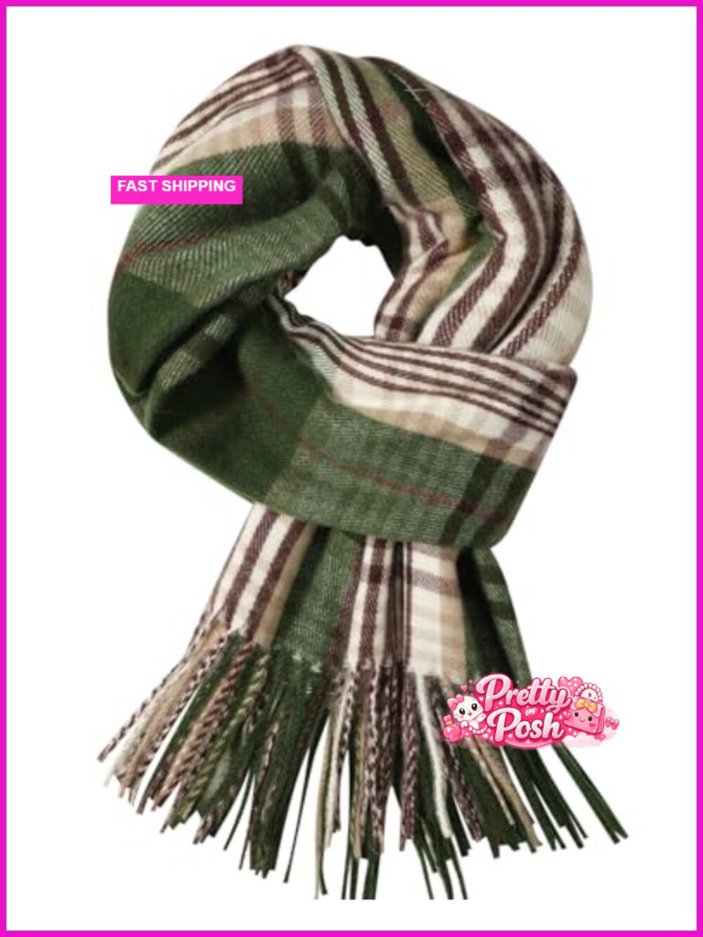 Plaid Winter Scarf Women Oversized Acrylic Shawl Wrap 78.7x27.6
